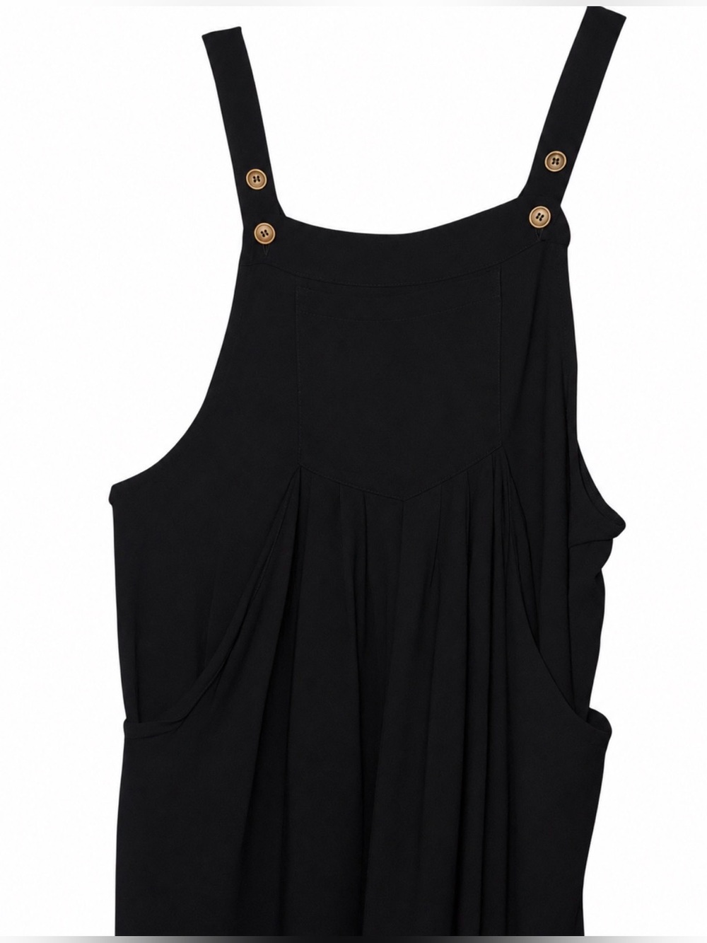 NWT Maacie Black Linen Blend Wide Leg Jumpsuit Overalls, Medium Boho Pockets 🌙🖤 - Picture 6 of 10